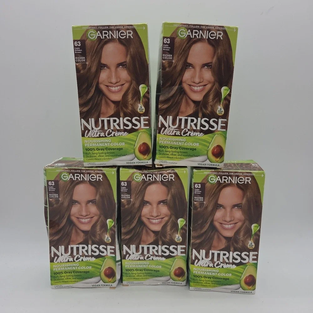 Lot Of 5 Garnier Hair Color Nutrisse Coloring Creme Hair Color #63 Light Brown